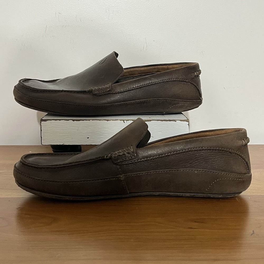 Olukai Kulana Men's Leather Loafers Driving Shoes in Brown Size 8.5 Casual Comfy